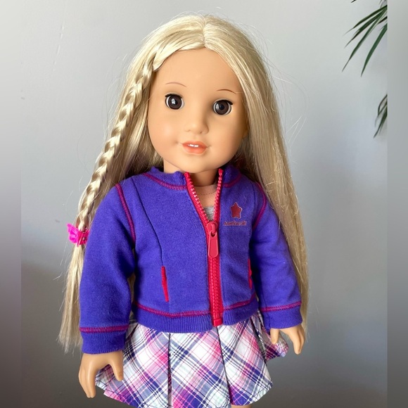 American Girl Doll Purple Zip Up Sweater Retired - Picture 2 of 6